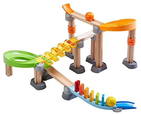 HABA 306744 - Kullerbü – Kugelbahn Melodie-Domino, Erste Kugelbahn Grundpackungen ab 2 Jahren, Made in Germany Bunt