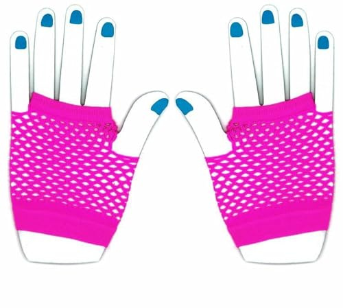 The Glowhouse - Guantes de malla de neón de los 80, cortos y largos, colores vivos