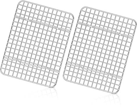Herogo Cooling Rack Set of 2, Stainless Steel Mini Wire Rack for Baking, 22x16x2 cm, Metal Oven Baking Rack Fit Small Baking Tray & Toaster Oven, Non-Toxic & Rustproof, Oven & Dishwasher Safe