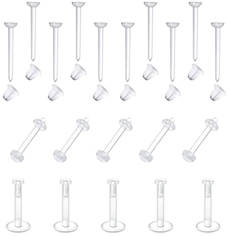 LAURITAMI 20stk Klar Ohrstecker Plastik Retainers Acryl Bioflex Flexible Ohr Lobe Tragus Piercing 20G 16G