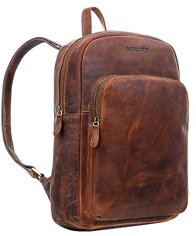 STILORD 'Jona' Lederrucksack mit Laptopfach 15,6 Zoll Echtleder für Herren und Damen hell-braun Großer Vintage Rucksack für Business Studenten Reisen und City-Rucksack Leder Retro