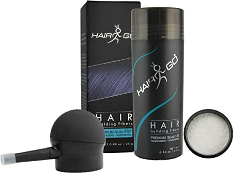 HAIR GO Premium Schütthaar + APPLIKATOR SPARSET zur Haarverdichtung Schütthaar Streuhaar Haarverdichter Haarausfall (weiss)