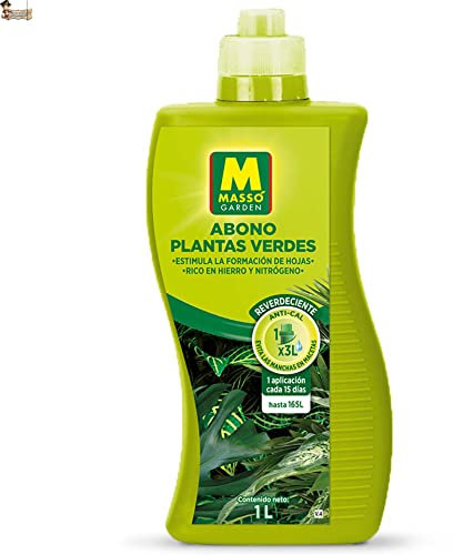 BricoLoco.com Abono Fertilizante Plantas Verdes. Bote 1 litro. NPK con Alto Contenido en Hierro y nitrógeno. Favorece la formación de Hojas. Potencia el verdor y la vitalidad de Las Plantas. (1)