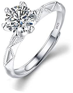 Luckimoli Moissanite Adjustable Engagement Ring, Promise Eternity Ring for Women,Wedding Rings,Jewelry Gift,Friendship Promise Fashion Jewelry Valentine Gifts for Women