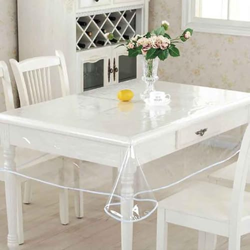 A2ZWORLD Tischdecke aus PVC, transparent, 140 x 120 cm, laminierte Tischdecke, wasserdicht, Schutzfolie aus PVC, waschbar (rechteckig 120 x 140 cm)