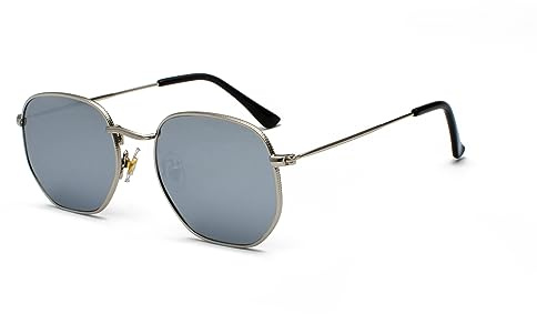 WDZAYXC Mode polygonale Sonnenbrille für Damen und Herren,Leicht Metallrahmen Brille，UV400 Schutz