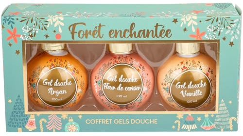 French Tendance - Trio Gel Doccia Foresta Incantata 100 ml - Argan, Fiore di ciliegio, Vaniglia - Kit Cura per il corpo, Cocooning, Bagno - Cofanetto regalo donna Bellezza Benessere - Formato Viaggio
