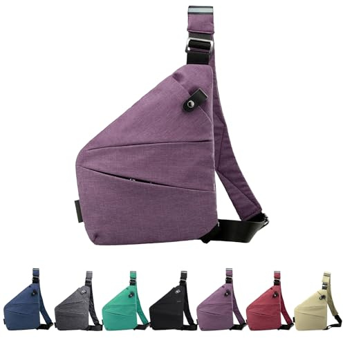 GDOKKNY Stöldskydd crossbody väska för kvinnor personlig flex resväska stöldsäker axelremsväska slunga bröstväska för män (svart), Lila, Large