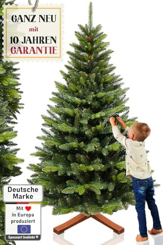Weihnachtsbaum künstlich 220 cm I Naturgetreue Nachbildung mit Spritzguss Elementen, Künstlicher Christbaum mit massivem Holzständer I Tannenbaum künstlich Spessart Instinkt (Grün, 220 cm)
