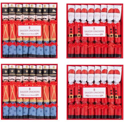 Harvey & Mason 32 Saucer Mini Christmas Crackers Afternoon Tea Breakfast Xmas Table Deco