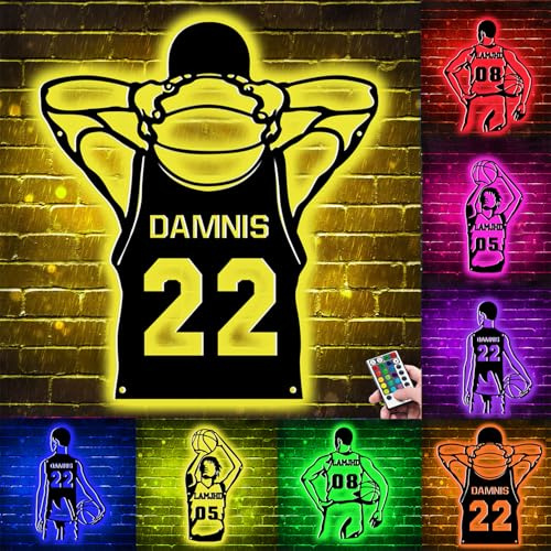 Pannello luminoso LED personalizzato in metallo per giocatore di basket, decorazione per la casa, sfondo della parete per gli appassionati di sport