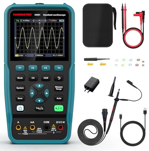 HANMATEK 3-in-1 Osciloscopio, Multímetro y Generador de Formas de Onda de En Un Diseño Portátil de Mano