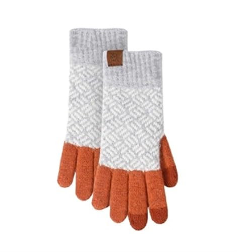 KNXCOXEM Strickhandschuhe Im Koreanischen Stil, Herbst Und Winter, Warme Herren-Imitationswolle, Gebürstete Fahrhandschuhe, Jacquard-Touchscreen-Fingerhandschuhe for Damen(J)