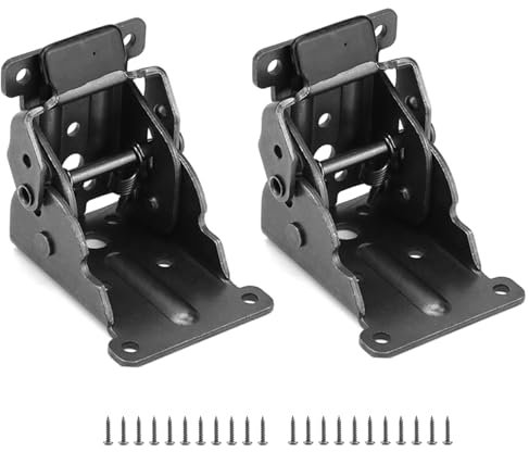 QWORK® 2 Pezzi Staffe per Tavoli Pieghevoli, Cerniera Autobloccante in Acciaio Zincato con 20 Viti - Nero