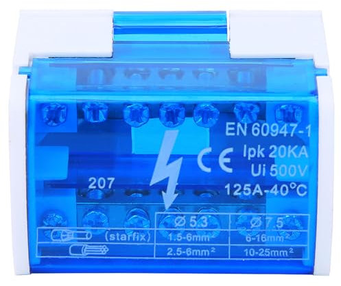 EVTSCAN Morsettiera a 12 uscite Blocco di distribuzione 'alimentazione ad alta corrente 125A PA Connettori in ottone nylon Copertura antipolvere isolata per quadri elettrici