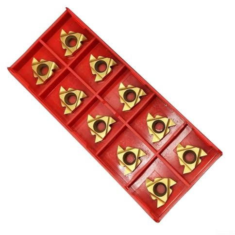 Besttoolifes 10 Stück Gold Hartmetall Einsätze 16ER 3/8 AG55 CNC Gewindeeinsätze für SER Innengewindewerkzeug Halter Halbfinishing Finishing Stahl Edelstahl Eisenverarbeitung