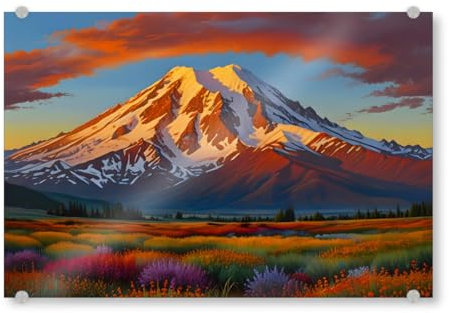 artboxONE Acrylglasbild 75x50 cm Natur Purpurrote Wolken über dem Tal Bild hinter Acrylglas - Bild Berg Berg bunt