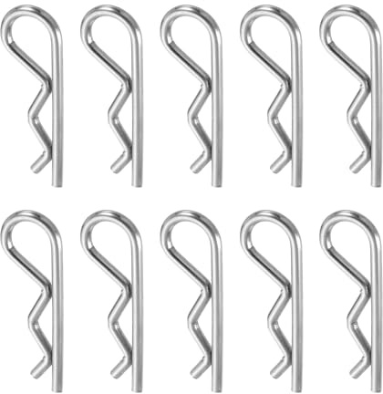 sourcing map 10 Pcs Hitch Pin Clip, 3mm x 50mm R Clips 304 Stainless Steel Retaining Wire Hair Pins Cotter Pin Assortment Kit Clips for Trailer Tractors Mower Carts Truck Pin Clip, Silver