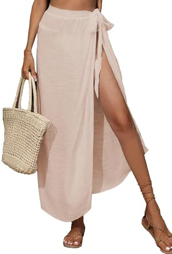 Koerye Copricostume da Pareo da Donna in Cotone Elegante Gonna da Spiaggia Coprire Multiuso Beach Wrap Sarong Copricostumi e Parei Summer Bikini Coverup Gonna per Seaside Rosa