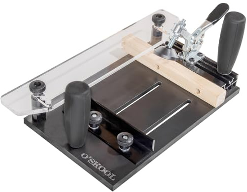 O'SKOOL Rail Coping Sled Router Table Jig for Cabinet Door Joints, Chamfering, Roundovers, Profiling, Fits 5-1/2” x 1-5/8” Stock, RTA013 | Phenolic Base, Toggle Clamp, Sacrificial Fence, Square End-Grain Cuts, Raised Panel Doors, Tenons, Mortises, RTA013