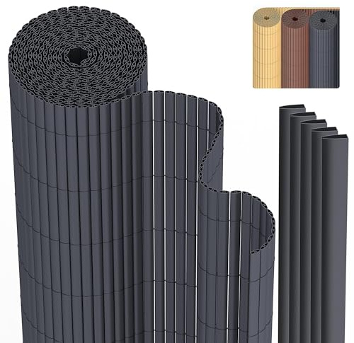 PVC Sichtschutzmatte Sichtschutzzaun 80 x 300 cm Privatsphäre Wetterfest für Garten, Balkon und Terrasse, Sichtschutz mit Strukturierte Oberfläche, Balkonumrandung mit Kabelbindern & Abdeckung