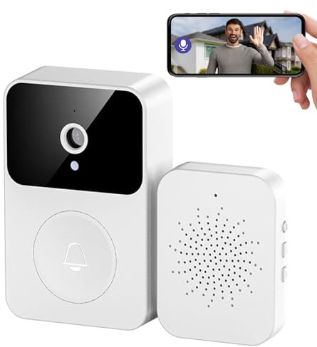 Video Doorbell,Wireless Doorbell Security Camera with Chime,1080p Video Doorbell,HD Video,Night Vision,Two-way audio,AI Person Detection,Indoor Ring Chime,Cloud Storage,2.4GHz WiFi,Easy Installation