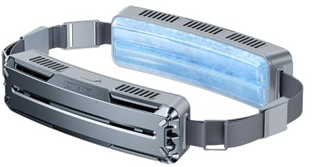 YEJBBUC Ventilador de cinturón de hielo manos libres portátil para deportes de interior, viajes, gris oscuro