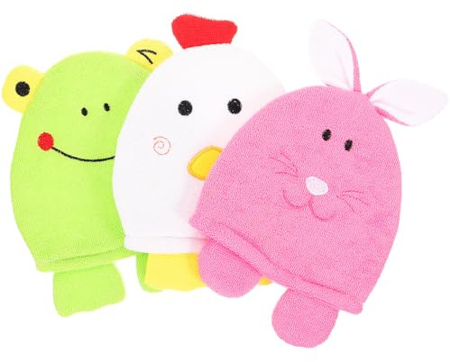 ibasenice 3pcs Cartoon Bathing Gloves Skin Scrubbing Gloves Bath Mittens Exfoliating for Shower Scrub Boys and Girls Bath Style