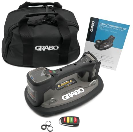 GRABO Brushless-Digitaler Akku Vakuum Saugheber 120kg [Marken Akkukompatibel] elektrischer Platten & Fliesenheber mit Auto-Nachsaugung, Digital Display für Glas, Stein & Fliesen (OHNE AKKU) (GPB-MA)