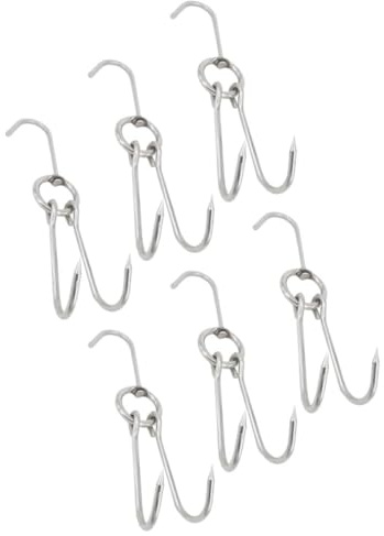 JECOMPRIS 6 Ganci per Carne in Acciaio Inox 24,5 Cm, Set di Ami per Macellazione, Essiccazione e Affumicatura, Strumenti per Macellai, Cacciatori e Cucine Professionali