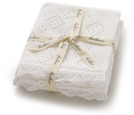 Avibae Baby Swaddle Blanket | 100% Cotton Gender Neutral Pointelle Receiving Blanket for Boys Girls Cuddle Stroller Crib