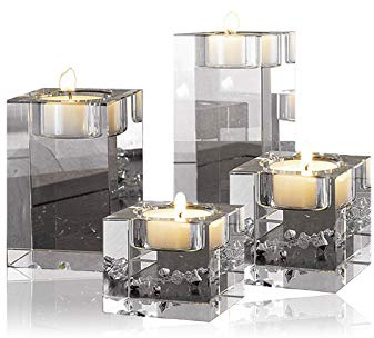 cosy-ycy Hohe Qualität K9 Kristall Kerzenhalter Kerzenständer Teelichthalter Kerzen steht Best Decor für Hochzeit Geburtstag Weihnachten Bar Party, Hight of 4+6+8+10cm