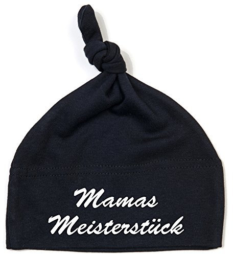 Schnoschi Babymütze in schwarz mit Mamas Meisterstück hochwertig Bestickt/gestickt