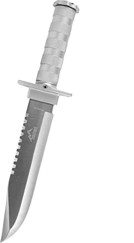 normani Überlebensmesser Survival Kit mit Outdoor Kampfmesser 12in1 - Kompass, Steinschleuder, Multifunktionsmesser usw Farbe Silber