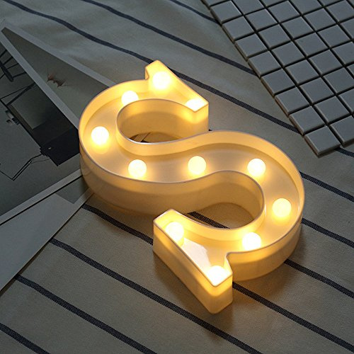 Beleuchtete Buchstaben Nachtlichter Dekoration LED Neon Lampen für Geburtstag Party Hochzeit Kinder Geschenk A-Z (S)