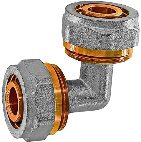 MegaHaustechnik Winkel 90 Grad Schraubfitting für Mehrschichtverbundrohr 16x2 mm (AußenØ x Wandstärke) aus Messing Verschraubung Verbinder Kupplung Bogen Trinkwasser geeignet