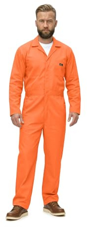 Natural Uniforms långärmad herroverall med dragkedja, fläck och veck-fri