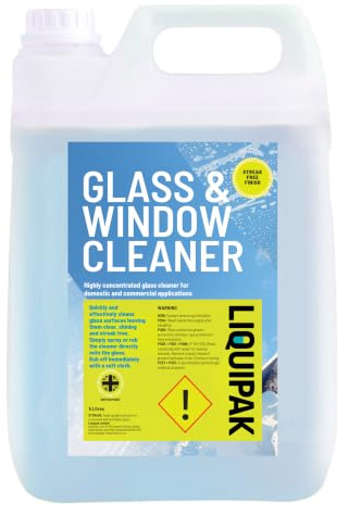 Liquipak Glass & Window Cleaner 5L – Professional Streak-Free Window & Glass Cleaner for Domestic & Commercial Use – Fast Dry, No Smear Finish for Windows, Mirrors, Windscreens & Surfaces (5 Litres)