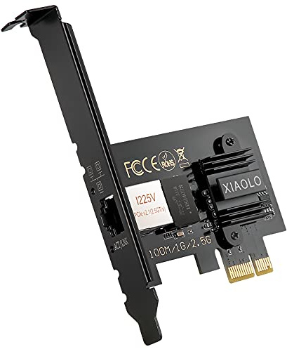 XIAOLO 2.5GBase-T PCIe Adaptateur réseau 2.5G/1G/100Mbps PCI Express Gigabit Ethernet Carte RJ45 LAN Carte Réseau pour PC Support Windows 10 et Linux Jeu de puces pour I225V
