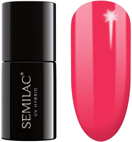 SEMILAC Gel Nail Polish 571 Neon Strawberry - Full Coverage Gel Polish - Soak Off Easy To Use LED/UV Nail Lamp - Long Lasting Manicure and Pedicure up to 3 weeks