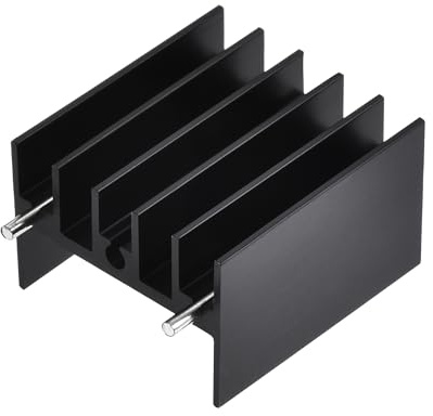 sourcing map 10 Stück 25mm x 23mm x 16mm TO-220 Aluminium Kühlkörper zum Kühlen von MOSFET-Transistordioden mit 2 Stützstiften Schwarz