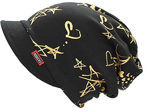dy_mode Damen Schirmmütze Beanie Mütze mit Schirm Kappe - BM118 (BM136-Schwarz)