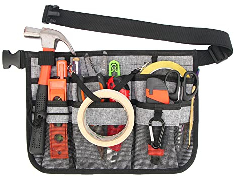 Gürteltasche für Gartenwerkzeug, verstellbar, mit 8 Taschen, zum Aufhängen, Werkzeuggürtel (grau)