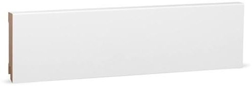 KGM Sockelleiste Modern MDF - Weiß, 2440 x 16 x 80 mm, 1 Stück | Fußleiste, direktlackiert RAL9016, robuste Oberfläche, für PVC, Vinyl & Laminat, mit Kabelkanal, PEFC-zertifiziert