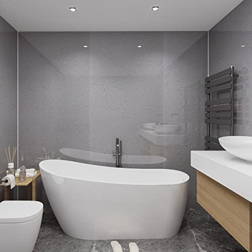 NRG Grey Sparkle Large Bathroom PVC Cladding Shower Wall Panels 1m x 2.4m for Ceiling Walls - 4 PCS