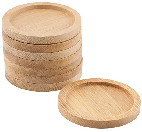 8 Stück Pflanzen Untersetzer aus Bambus, Rund Untersetzer Holz Blumentopf, Mini Untersetzer für Blumentöpfe, Kleine Sukkulenten Töpfe, Glas Tassen, Innen und Garten Dekoration