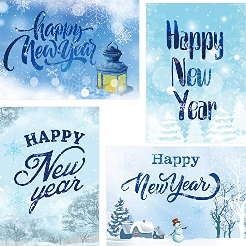 Fancy Land Happy New Year Cards with Envelopes Holiday Greeting Cards 12Pcs