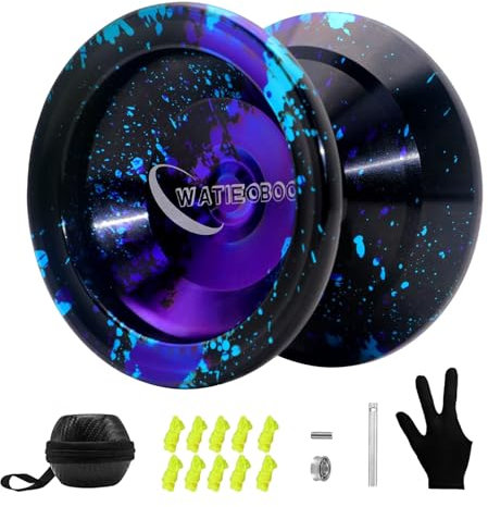 WATIEOBOO YOYO: Profi-Metall-Yoyo mit Reaktion für Kinder 8-12 Jahre, Nicht-reaktiver Yo yo für Erwachsene (Fortgeschrittene bis Experten) – mit U-Typ-KK-Lager + Handschuh und 10 Ersatz-Yoyo-Strängen