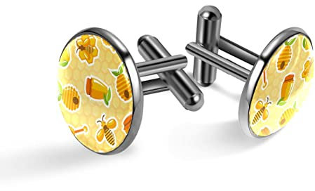 Juego de gemelos para hombre, tarro de miel, colmena, abeja, panal, dulce, gemelos para bodas y negocios, 20mm*20mm, Acero inoxidable, Cuarzo creado