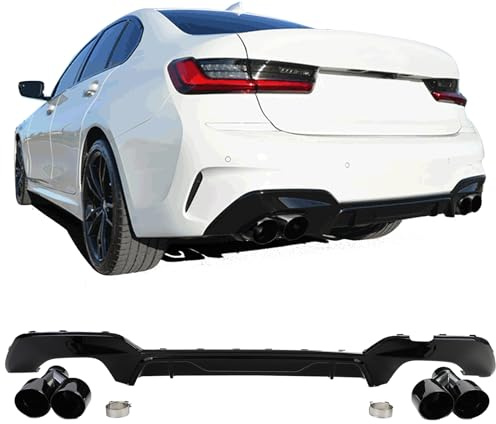 Diffusor + Doppelrohr Endrohr Recht Links Schwarz für 3er BMW G20 G21 318 320